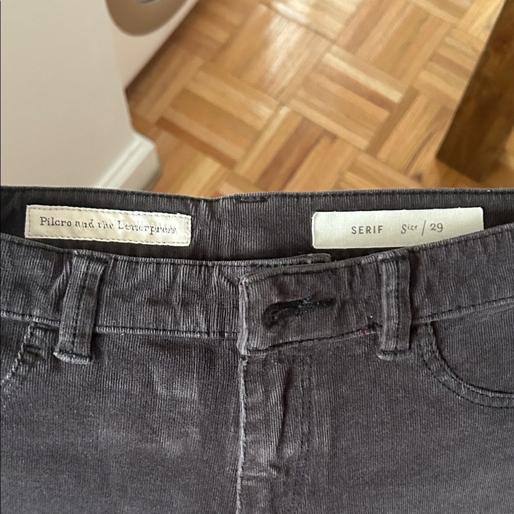 Pilcro and the Letterpress Straight-Leg Jeans in Charcoal Gray